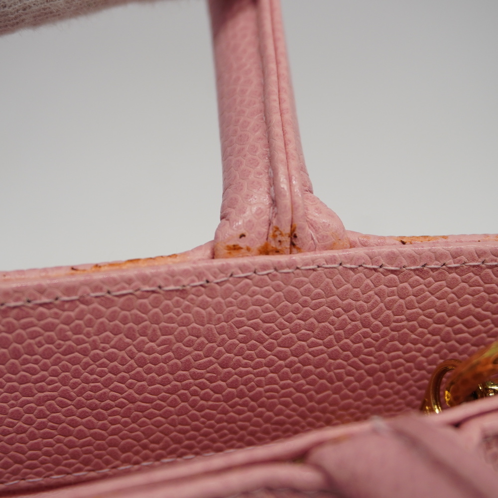 Auth Chanel Caviar Skin Reprint Tote Women's Caviar Leather Tote Bag Pink - Picture 9 of 11